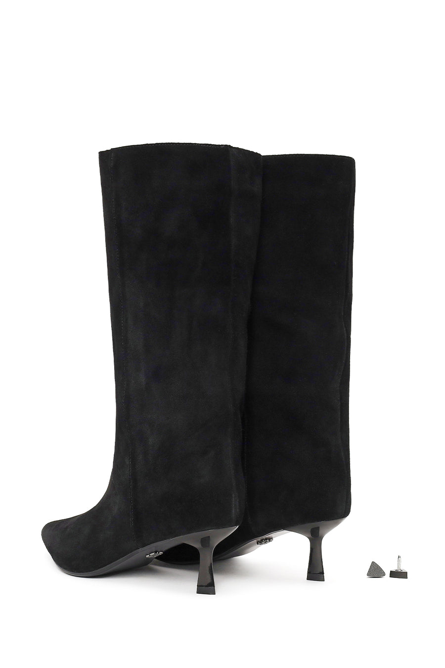 Woman Black Thin-Heeled Suede Boot