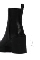 Women's Black Leather Platform Heeled Boots | Derimod