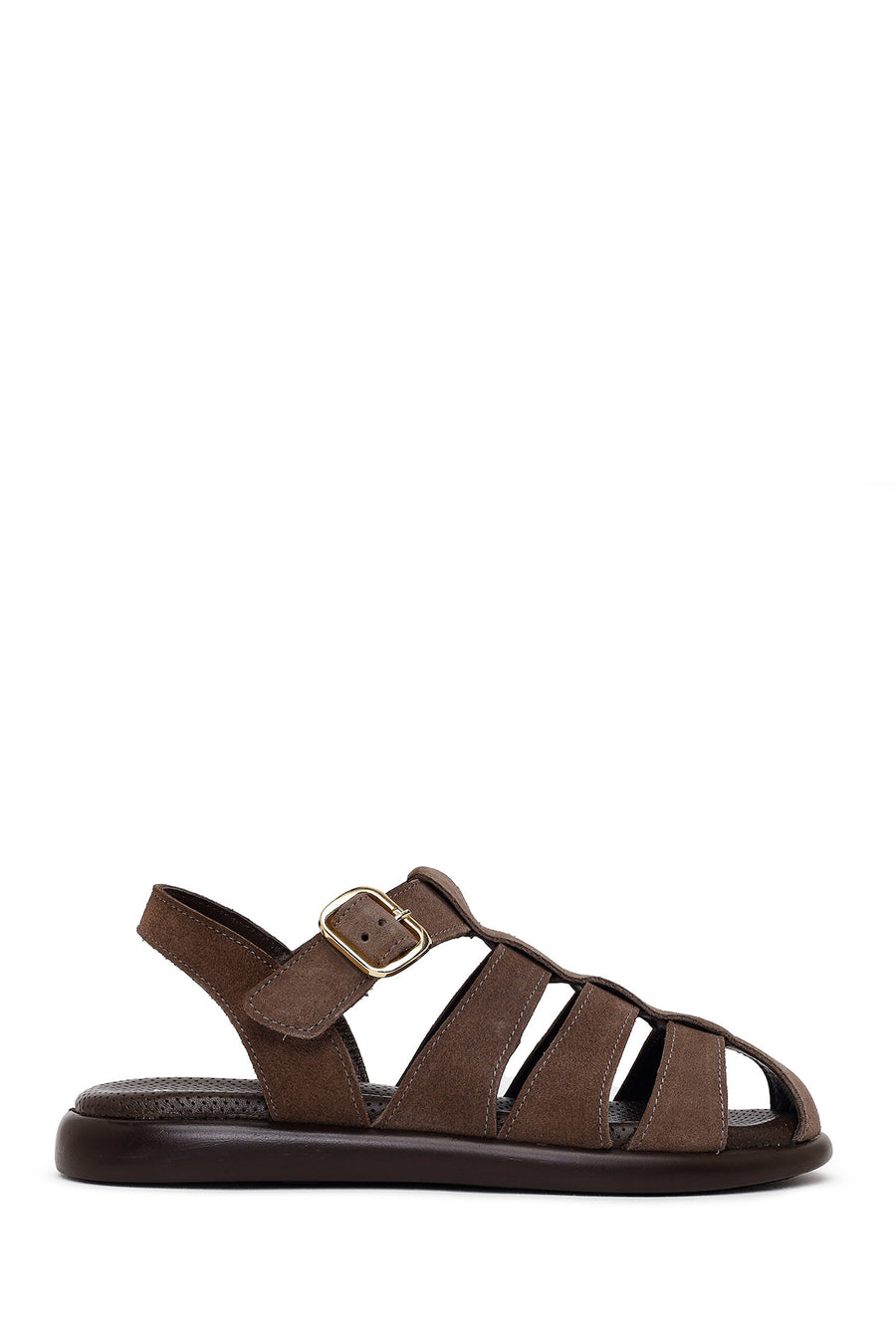 Woman Mink Ankle-Buckle Suede Leather Sandals 26SFD361810 | Derimod