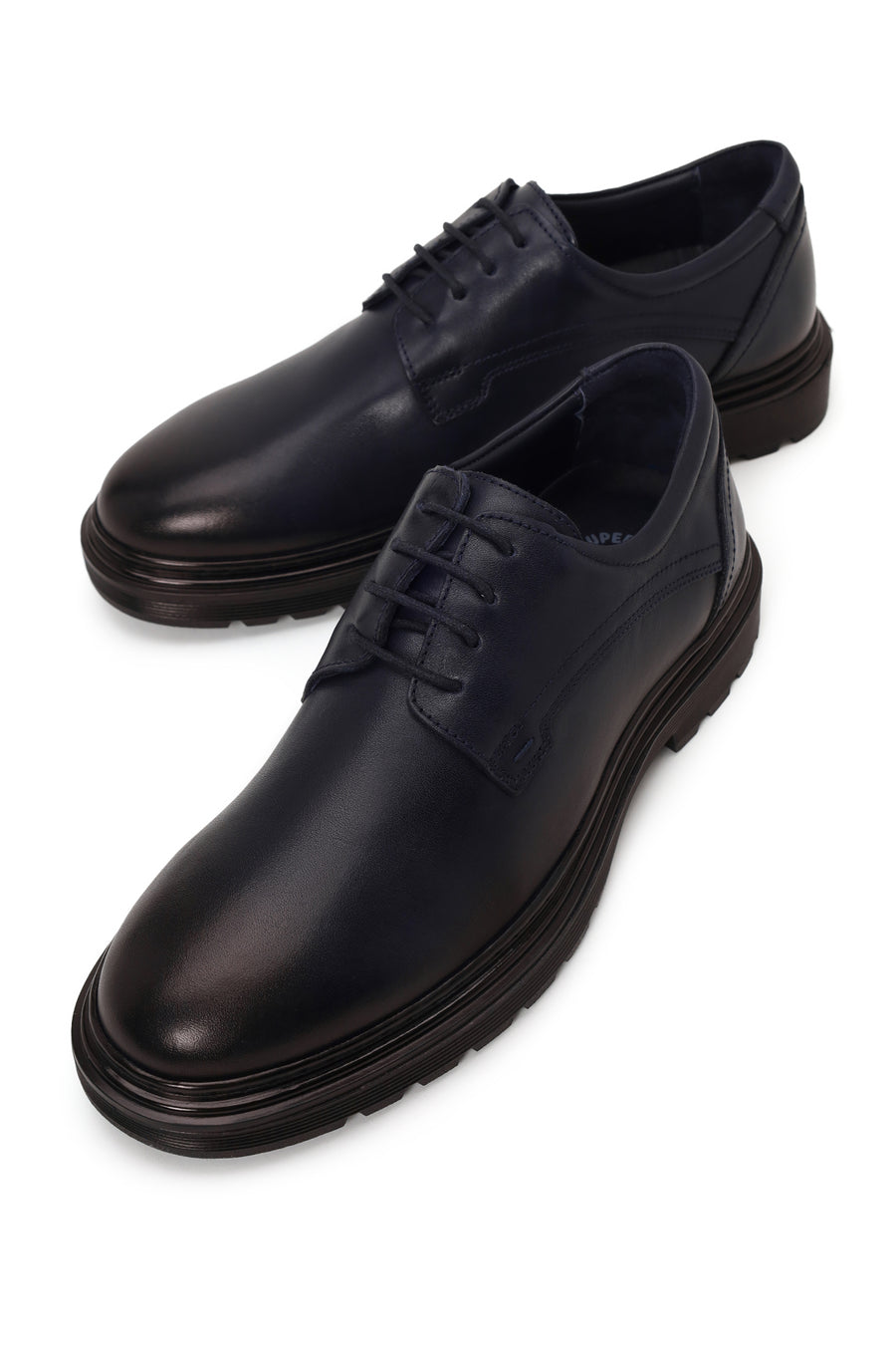 Derimod Fly Male Navy Blue Lace-Up Thick-Soled Leather Casual Shoes