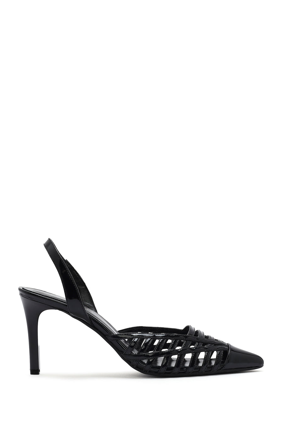 Women's Black Patent Leather Stiletto Heeled Shoes 25SFD161816 | Derimod