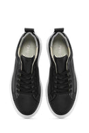 Kadın Siyah Bağcıklı Deri Sneaker | Derimod