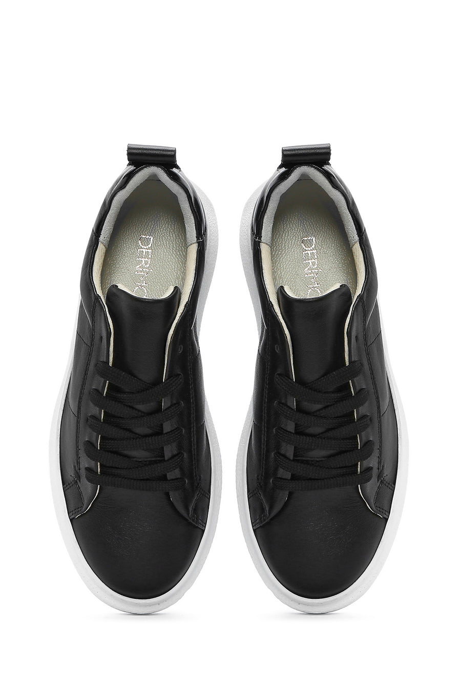 Women's Black Lace-Up Leather Sneaker