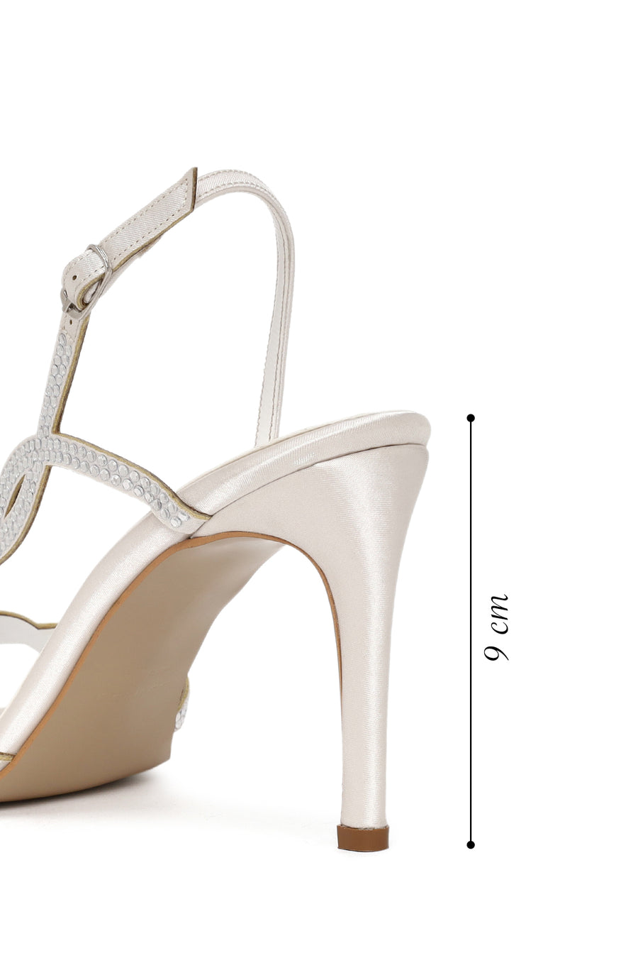 Woman Beige Ankle-Buckle Thin-Heel Embellished Sandal