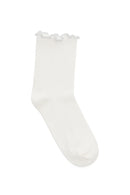 Women's White 72% Cotton, 22% Polyamide, 4% Metal, 2% Elastane Socks | Derimod