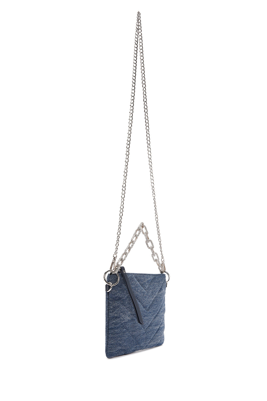 Women's Blue Long Chain Strap Quilted Handbag
