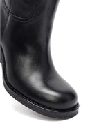 Woman Black Zippered Chunky Heels Leather Boot | Derimod