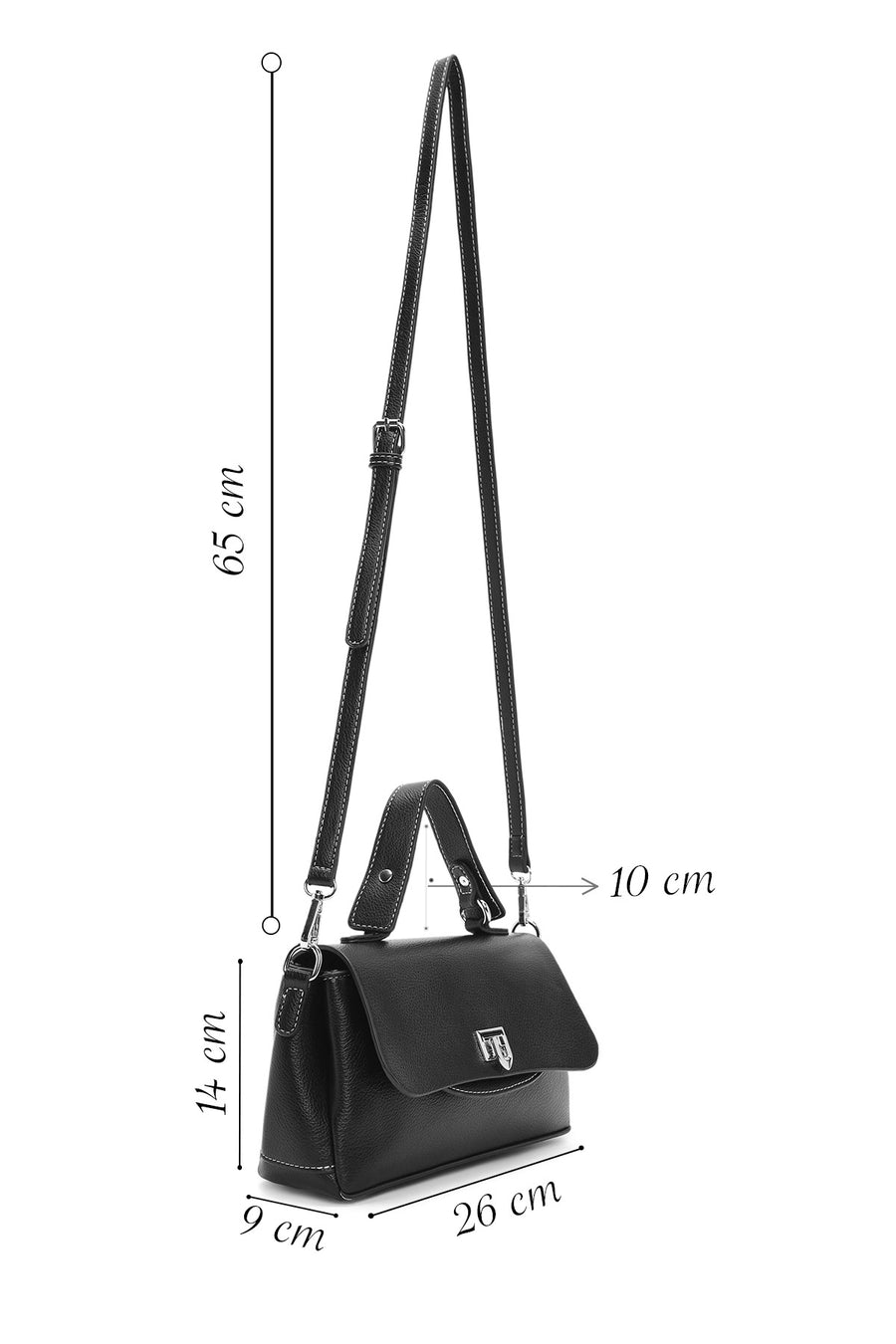 Women's Black Long Strap Casual Shoulder Bag