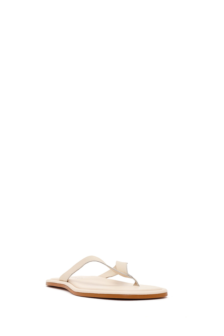 Woman Cream Toe-Post Leather Slippers
