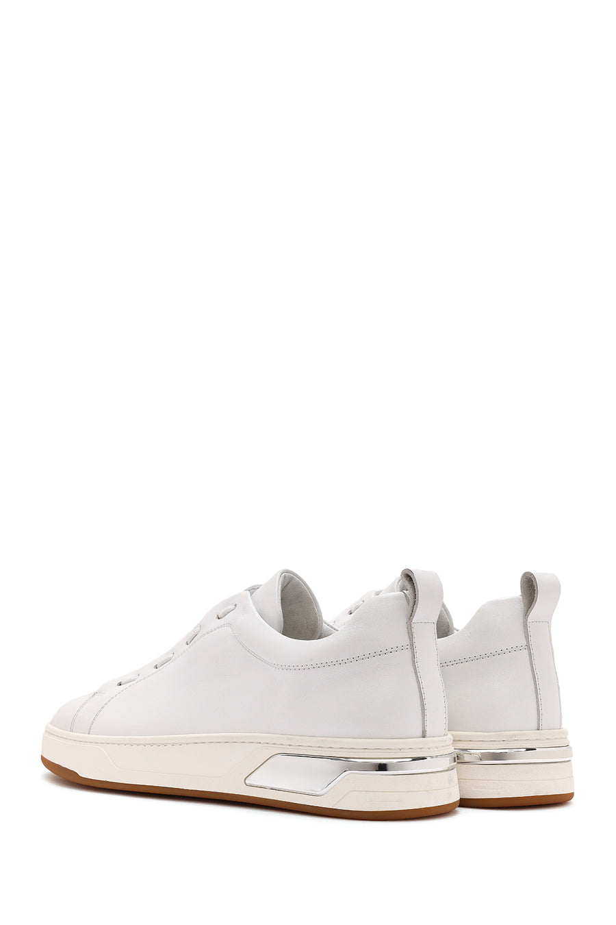 Men's White Lace-up Leather Sneaker