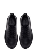 Erkek Siyah Bağcıklı Kalın Tabanlı Deri Sneaker | Derimod