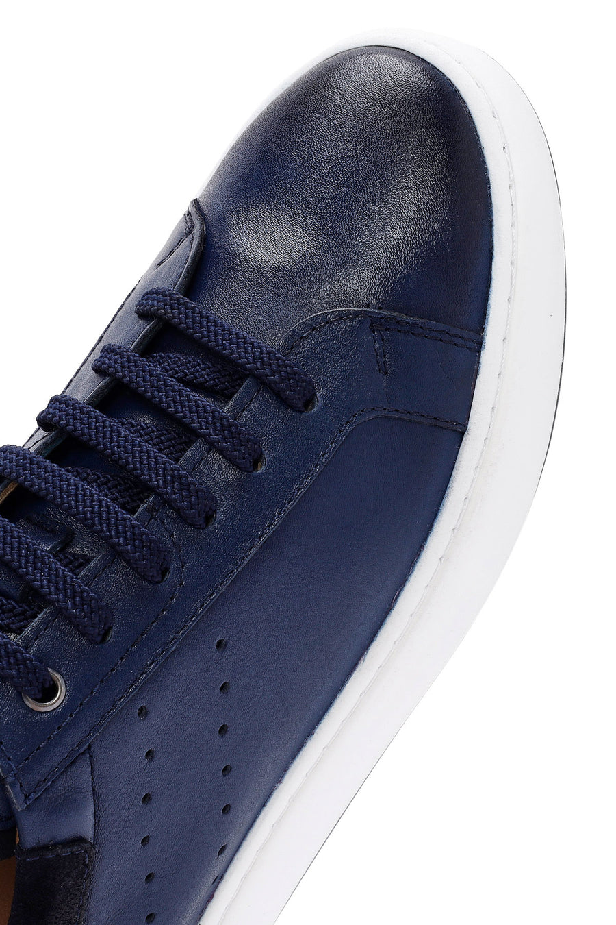 Men's Navy Blue Lace-Up Leather Sneaker