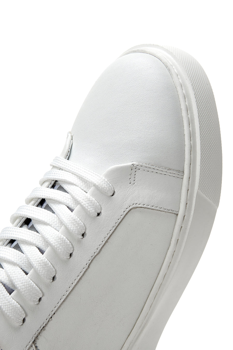 Erkek Beyaz Bağcıklı Deri Sneaker