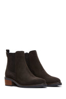 Women's Anthracite Suede Leather Chelsea Boots | Derimod