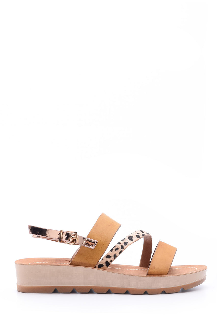 Kadın Gold Leopar Detaylı Sandalet 19SFE268714 | Derimod