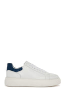 Men's White Lace-up Thick-Sole Leather Sneaker | Derimod