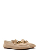 Women's Beige Suede Leather Masculine Loafer | Derimod