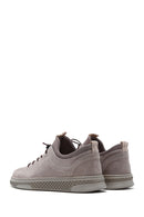 Men's Gray Nubuck Leather Sock Sneaker | Derimod