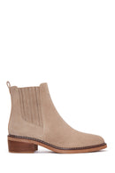 Women's Beige Suede Leather Chelsea Boots | Derimod