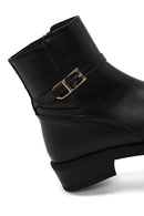 Woman Black Zip Closure Buckled Boots | Derimod