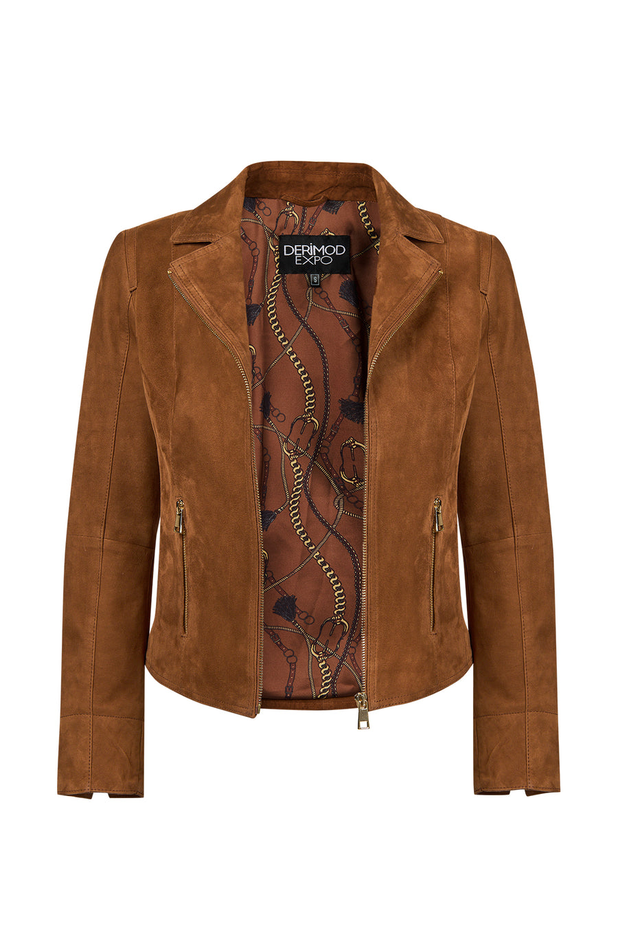Lara Woman Camel Short Suede Leather Jacket