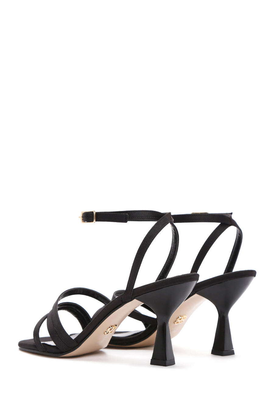 Women's Black Ankle Strap Heeled Sandals