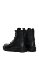 Men's Black Leather Zippered Casual Boots | Derimod