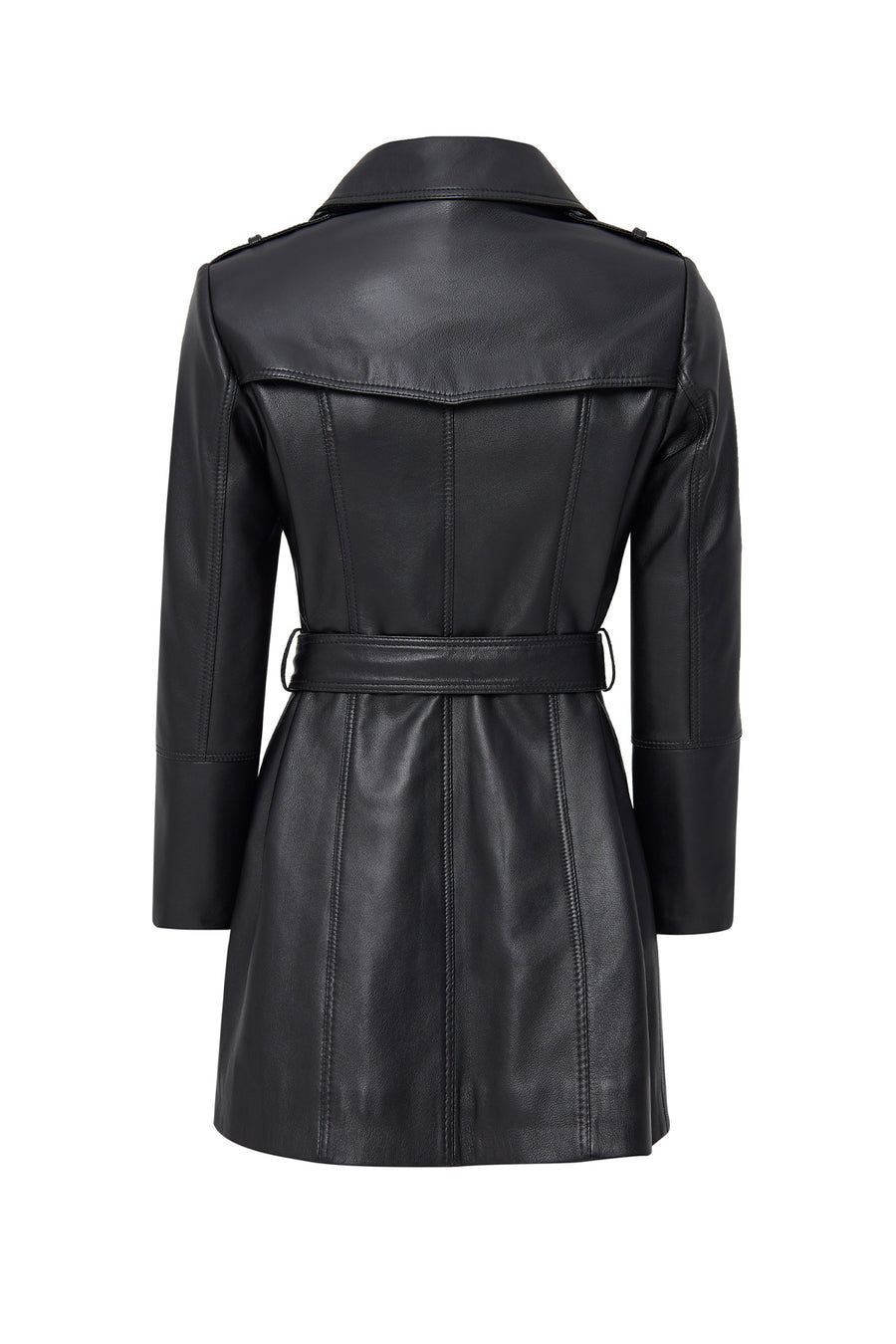 Matilda Women's Black Double Breasted Leather Coat