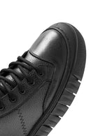 Men's Black Lace-Up Leather High Top Sneakers | Derimod