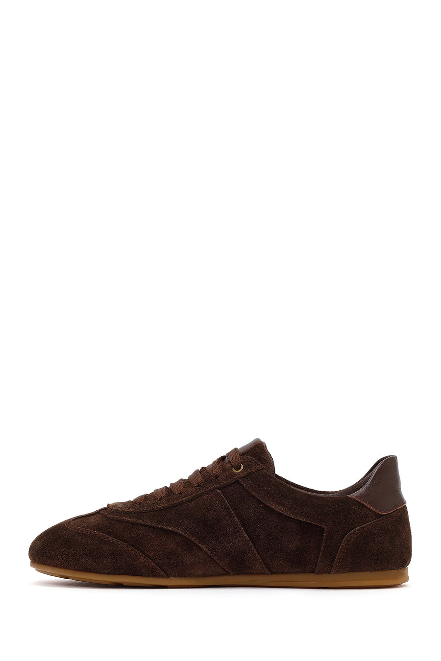 Women's Brown Lace-up Suede Leather Sneaker