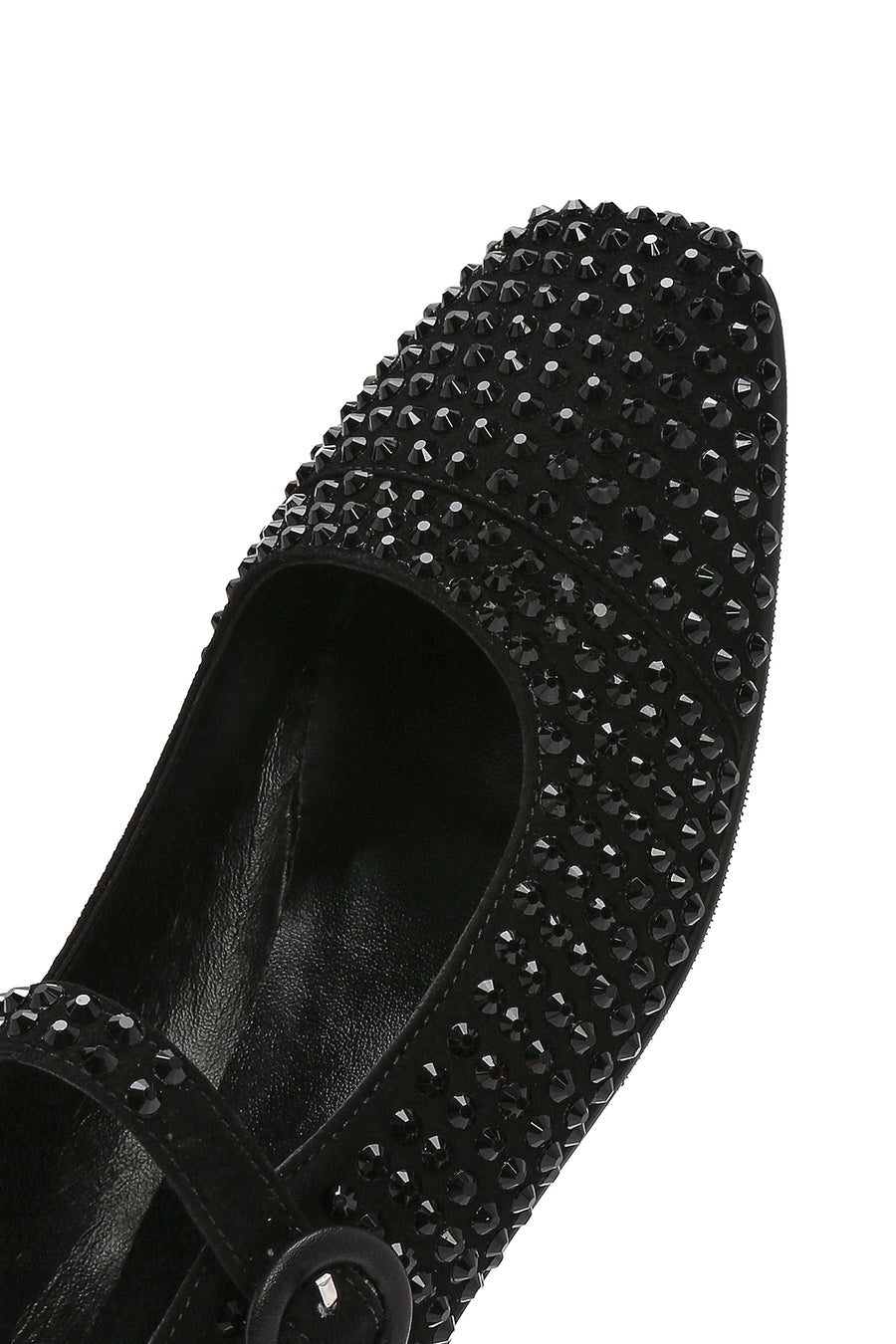 Women's Black Stone Leather Ballerinas