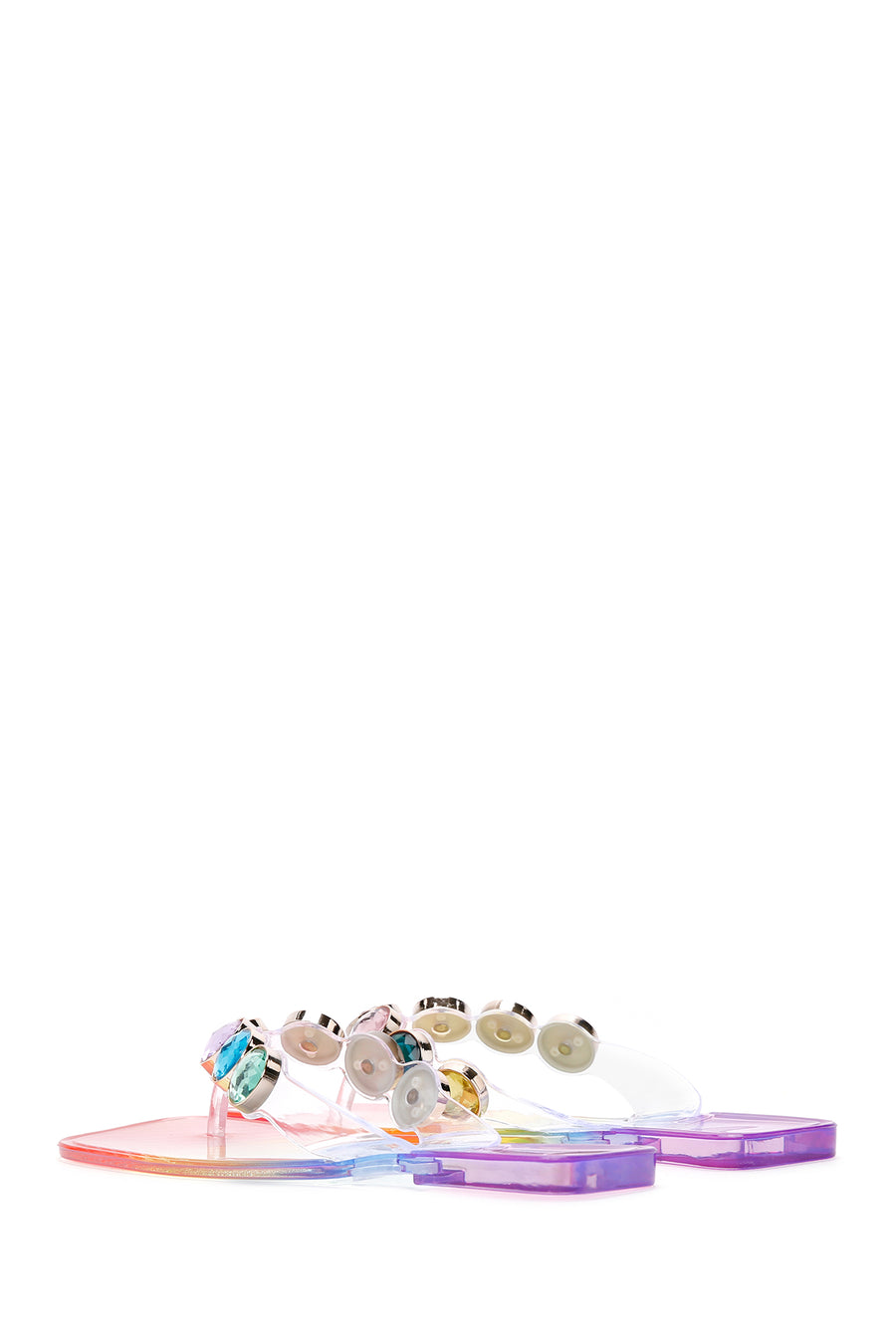 Women's Multicolored Stone Jelly Flip Flops