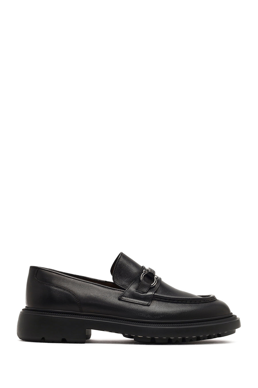 Men's Black Buckled Thick-Soled Leather Loafer 25WFD605518 | Derimod