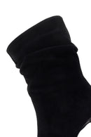 Women's Black Thin Heeled Suede Leather Boots | Derimod