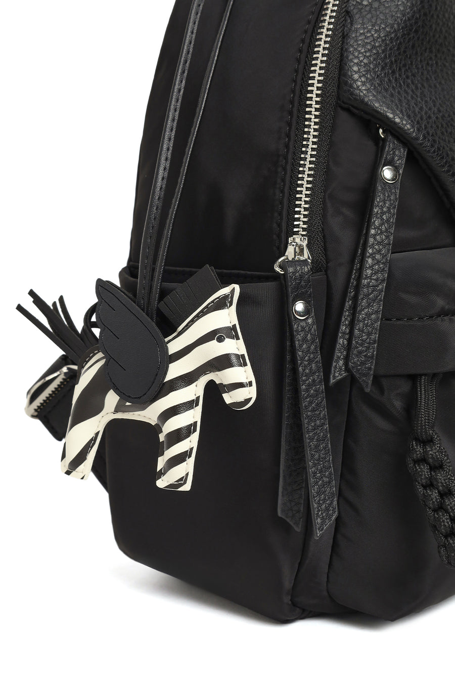 Women's Black Fabric Backpack