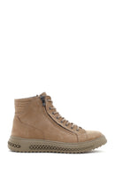 Men's Beige Nubuck Leather Zippered Casual Boots | Derimod