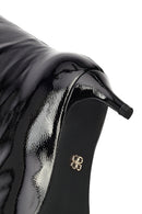 Woman Black Short Thin-Heeled Patent Leather Boot | Derimod