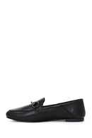 Women's Black Leather Masculine Loafer | Derimod