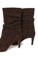 Kadın Kahverengi İnce Topuklu Süet Deri Bot | Derimod