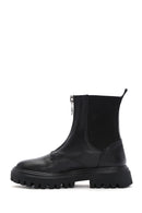 Women's Black Thick Soled Zippered Leather Boots | Derimod