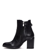 Women's Black Zippered Chunky Heel Boots | Derimod