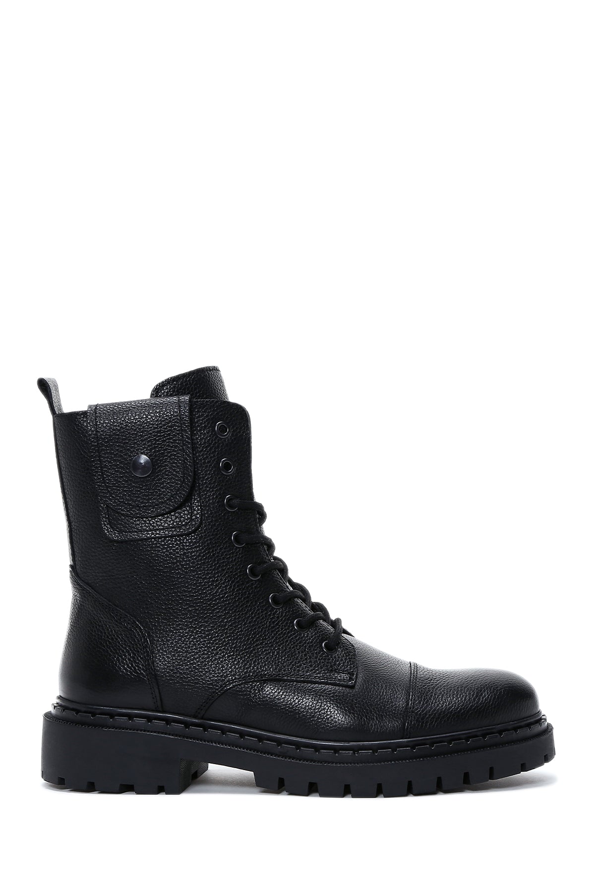 Men's Black Zippered Leather Casual Combat Boots 24WFD700318 | Derimod