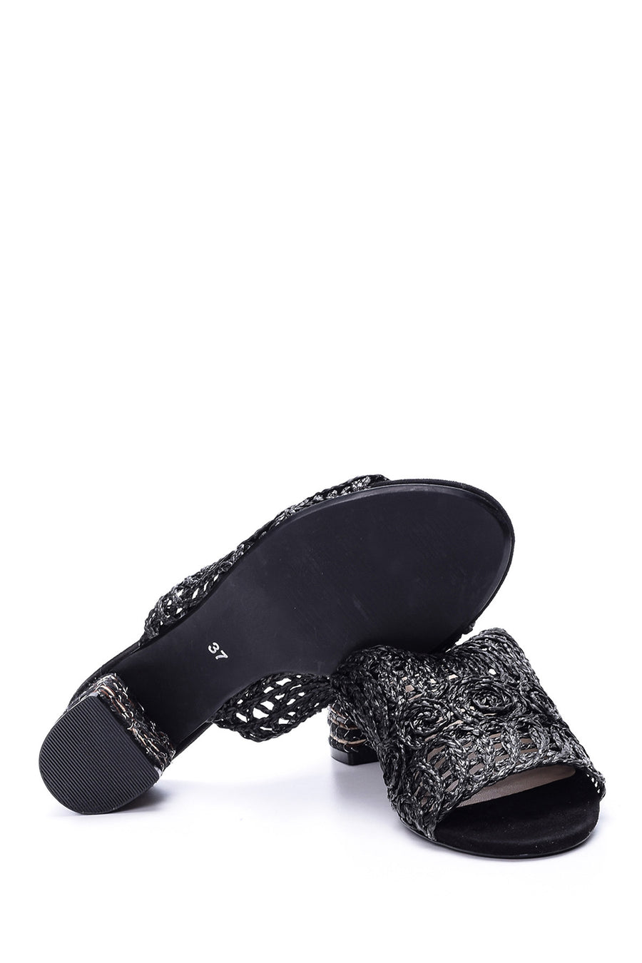 Women's Straw Heeled Slippers