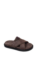 Male Brown Suede Slipper | Derimod