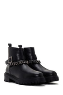 Women's Black Chain Zippered Casual Boots | Derimod