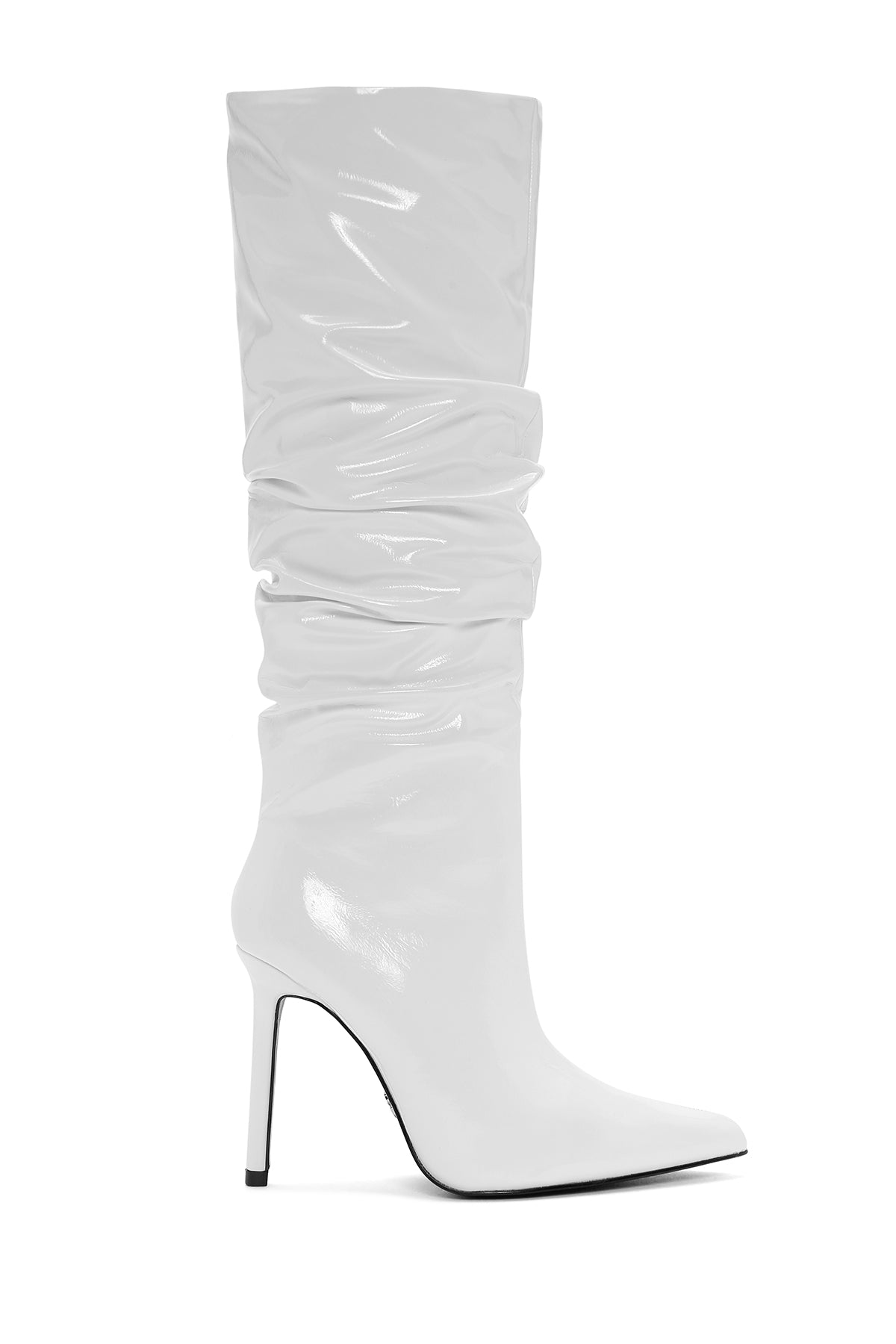 Women's White Thin Heeled Patent Leather Boots 23WFD440216 | Derimod