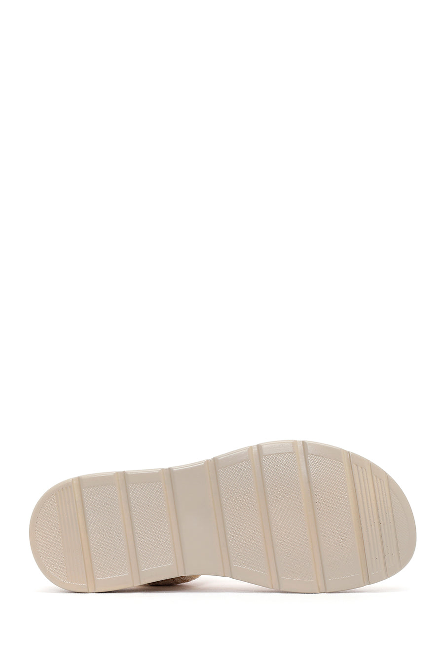 Women's Beige Chunky Sole Patterned Fabric Sandals