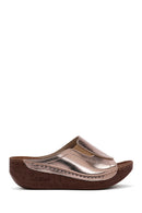 Women's Bronze Thick Soled Comfort Slippers | Derimod