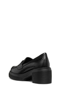 Geox Women Black Spherica Ec15 Thick Heel Leather Masculine Loafer | Derimod