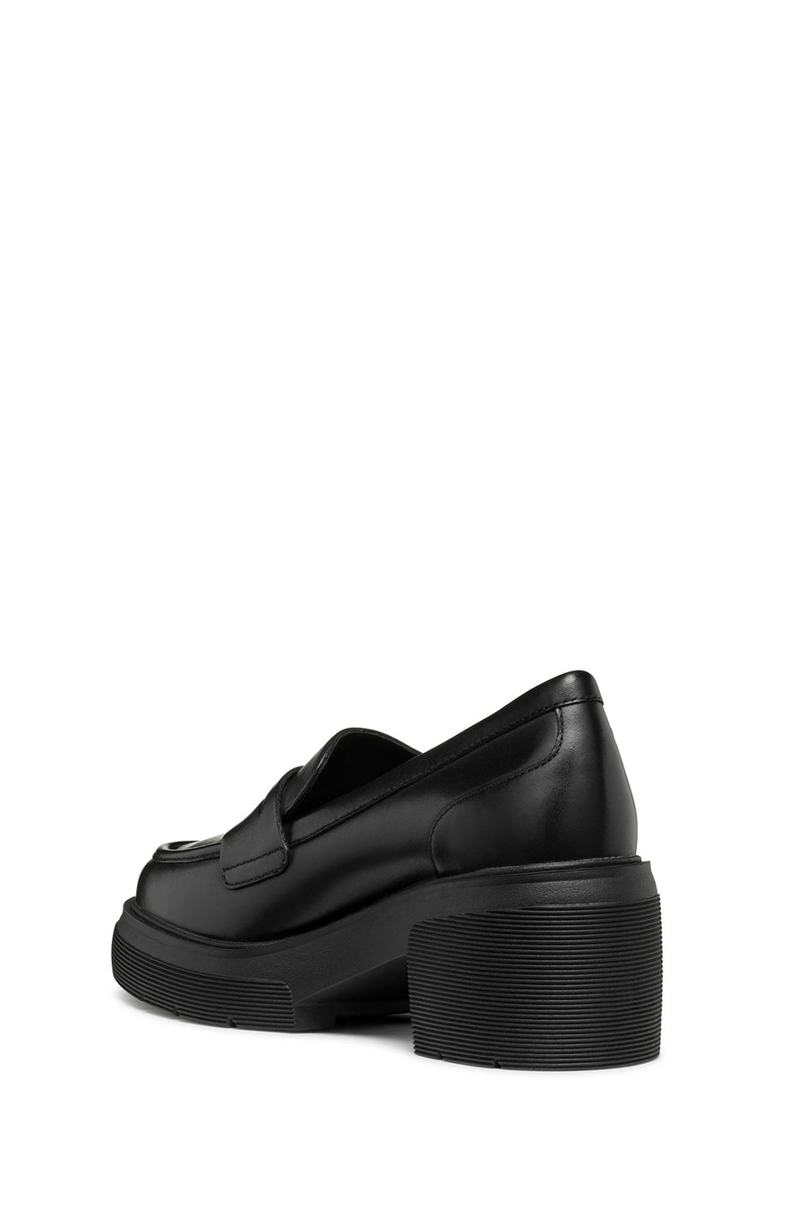 Geox Women Black Spherica Ec15 Thick Heel Leather Masculine Loafer
